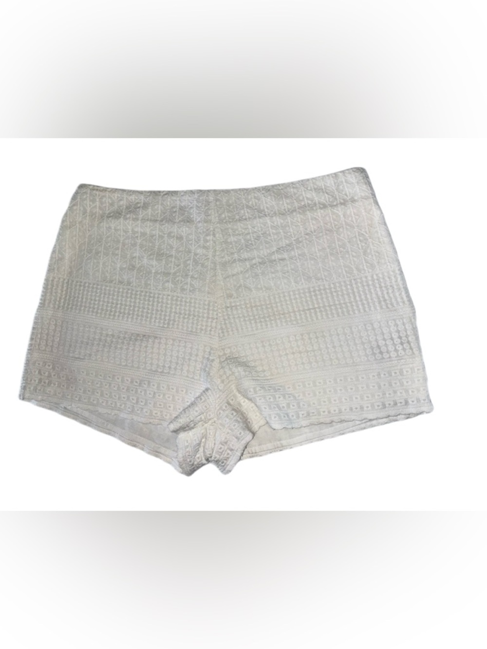 Free People White Embroidered Cotton Shorts Size 12 High Rise Boho Lace Detail - Picture 2 of 9